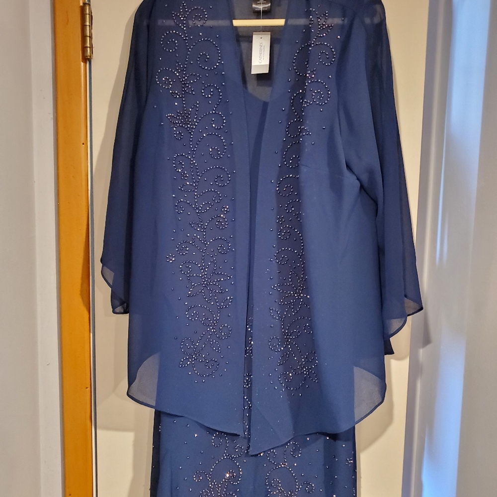 Catherine's Masquerade Beaded Dress Set Mariner Navy 18WP